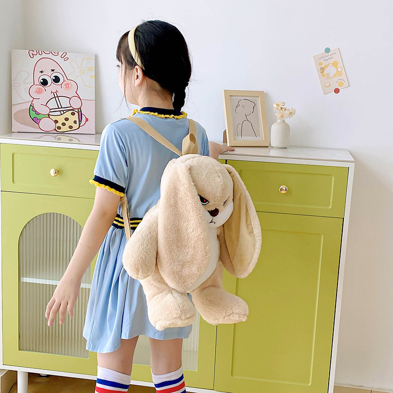 Hot Selling Kids Stuffed Animal Toy Backpacks Winter Fluffy Bunny Bags Outdoor Travel School Cartoon Backpack For Children