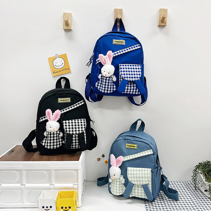 2022 Lightweight Breathable Waterproof Travel Bag Trendy Cartoon Rabbit Doll Kids School Backpack