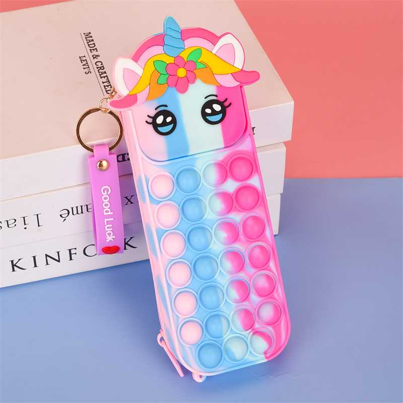 New Design Squeeze Decompression Toy Cute Unicorn Rainbow Kid Purse Beautiful Silica Gel Sling Bag