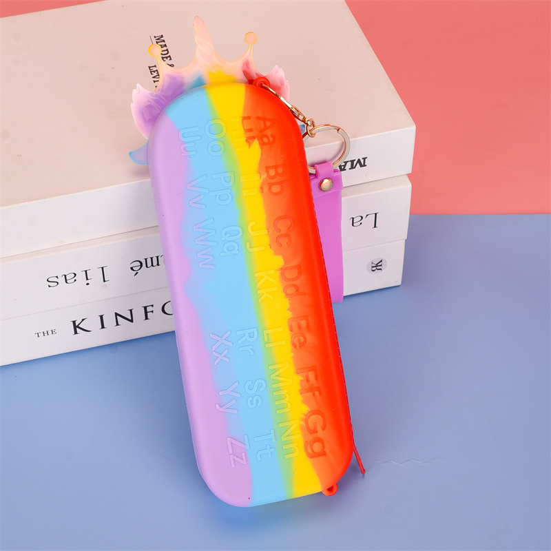 New Design Squeeze Decompression Toy Cute Unicorn Rainbow Kid Purse Beautiful Silica Gel Sling Bag