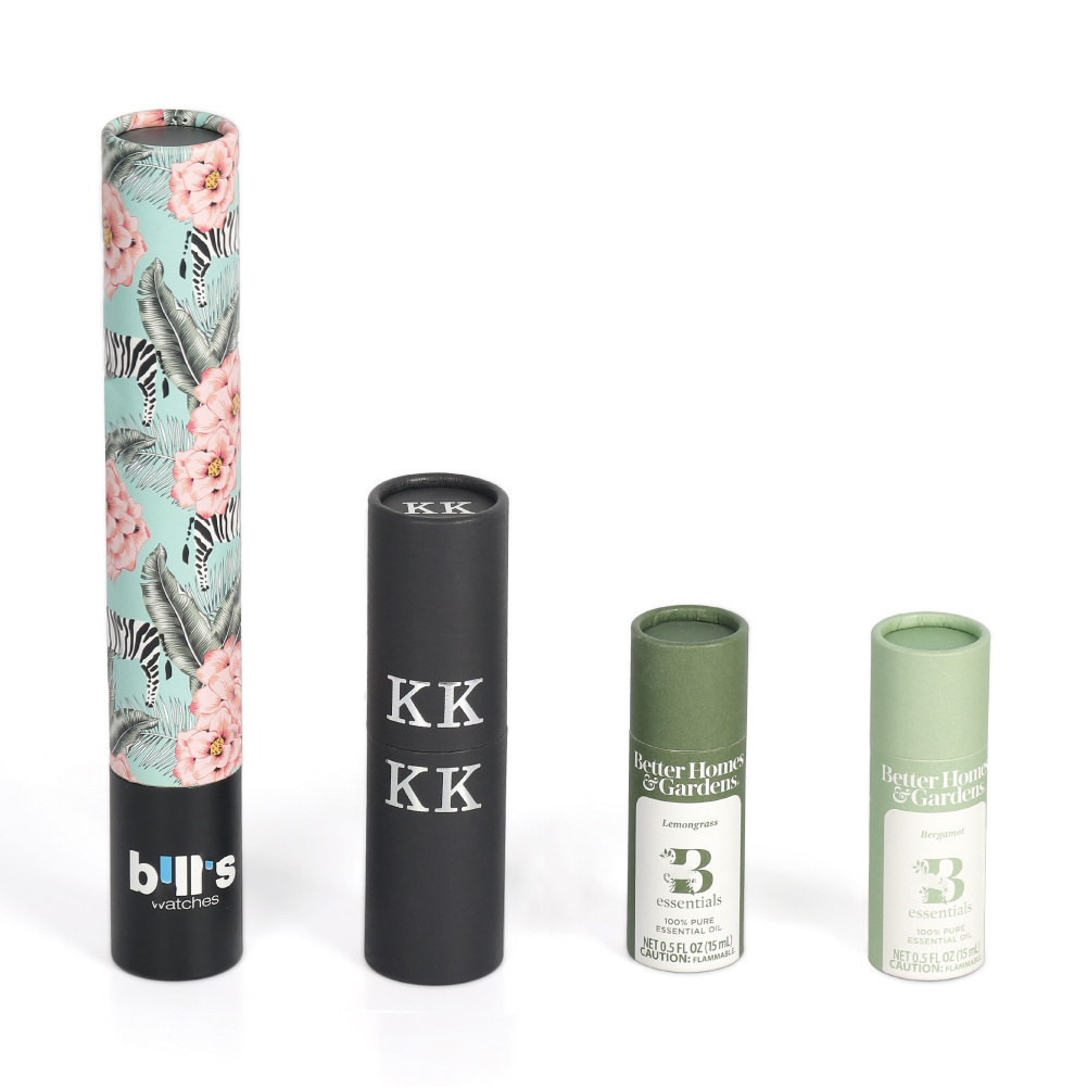 Custom Luxury cylinder Cosmetic Essential oils Skincare Cardboard Round Paper tube customize box packaging