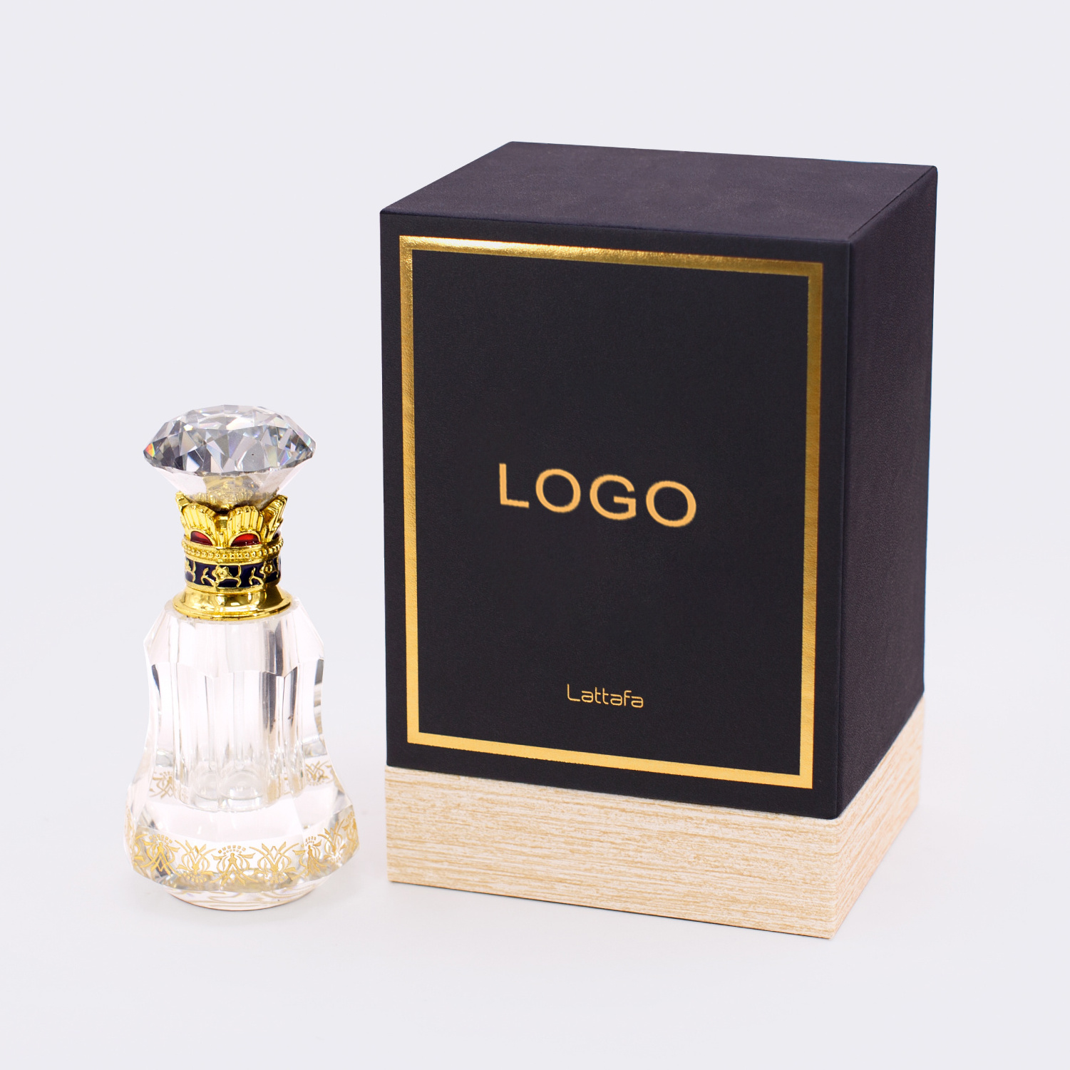 Custom logo luxury black gold fragrance slide Drawer boxes Rigid cardboard Paper Packaging gift set Perfume bottle with Box