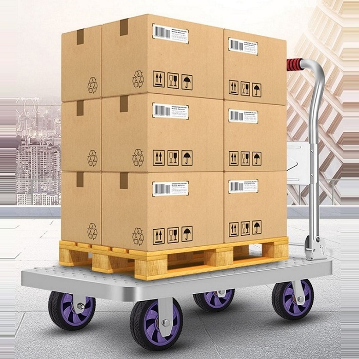 High quality metal hand trolley 200kg 400kg stainless steel platform trolley for goods transport