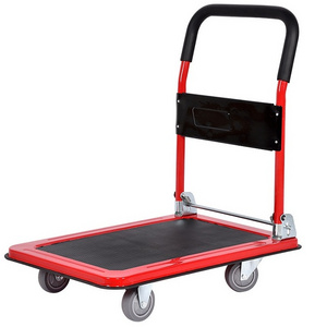 hand push hand trolley cart hand platform cart trolley 200kg 400kg steel  flat cart transport