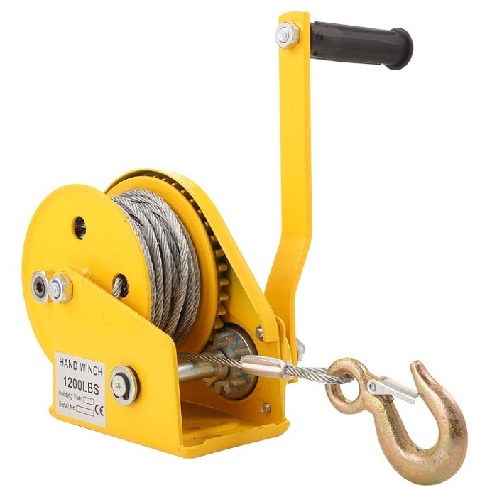 Customization mini winch manual self locking worm gear anti rotating wire rope manual winch