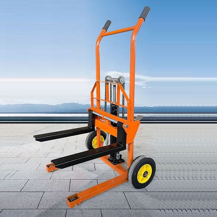 Factory hot sale thickened steel frame stacker lifter machine 200kg 400kg mini pallet stacker