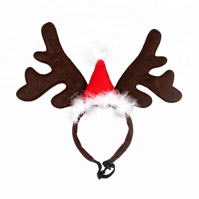 Wholesale Christmas Decor Antlers Head Hoop Puppy Hat Pet Accessories For Cat Dog