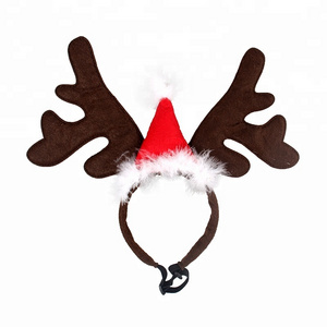 Wholesale Christmas Decor Antlers Head Hoop Puppy Hat Pet Accessories For Cat Dog