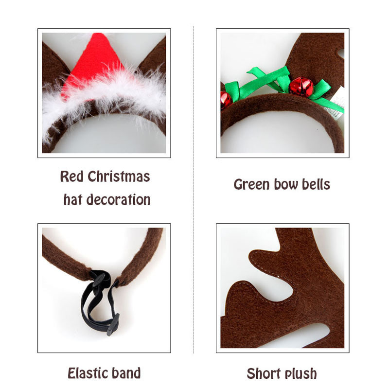 Wholesale Christmas Decor Antlers Head Hoop Puppy Hat Pet Accessories For Cat Dog