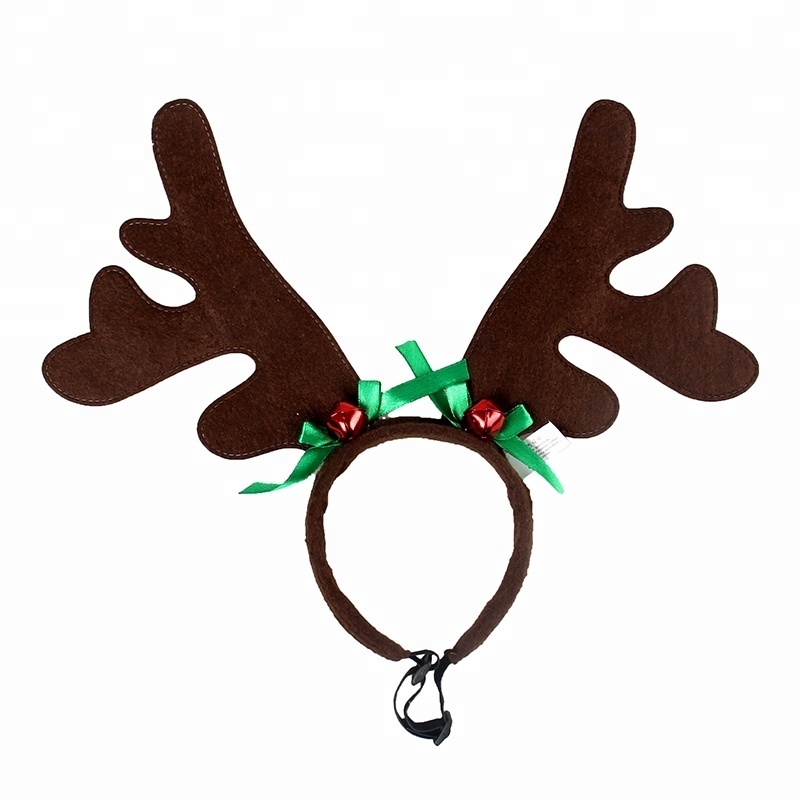 Wholesale Christmas Decor Antlers Head Hoop Puppy Hat Pet Accessories For Cat Dog