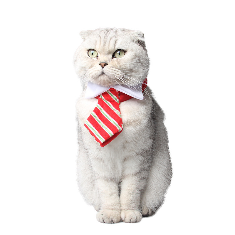 Christmas Pet Supplies For Dogs Puppy Cats Plush Striped Bow Ties Necktie Pet Neck Collar