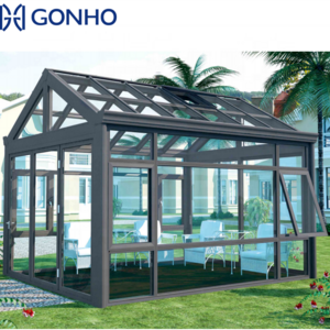 Aluminum alloy tempered glass gazebo sunrooms glass houses sun room for exterior garden sliding skylight and doors