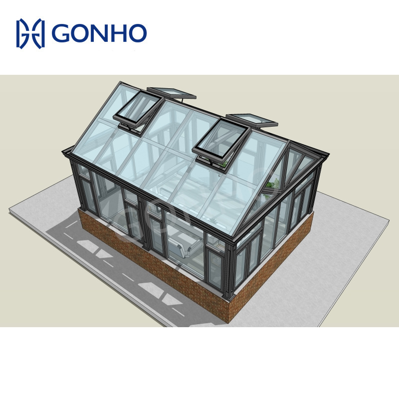 GONHO Eco Friendly Saving Electricity Aluminum Double Tempered Glass Portable Sun Room B Glass Panels House Outdoor Sunrooms