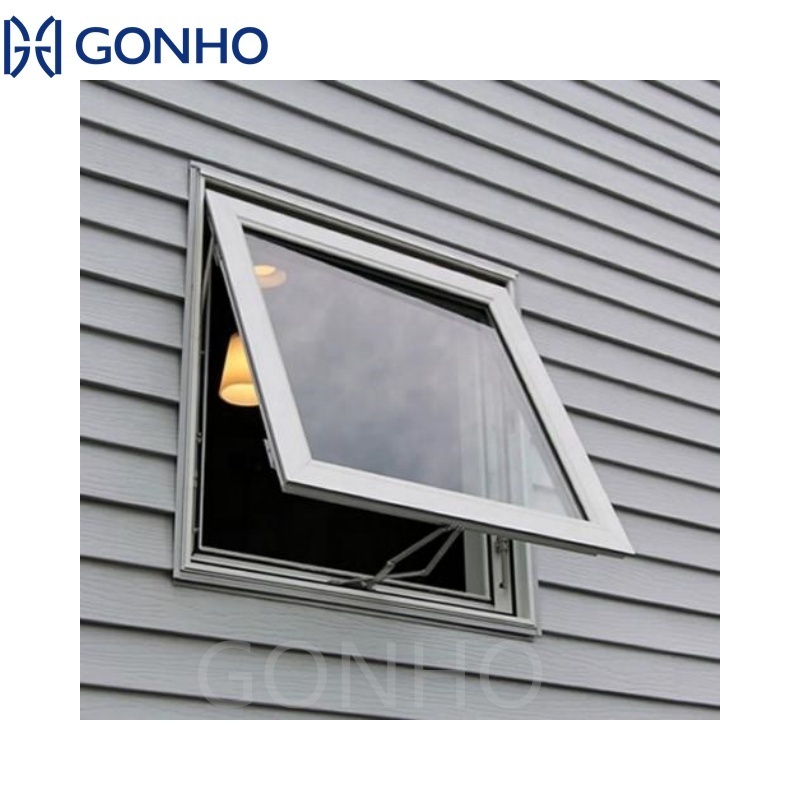 GONHO As2047 Hurricane Impact  Internal Blinds Open Out Single Panel Bathroom Small Black Aluminum Glass Casement Awing Window