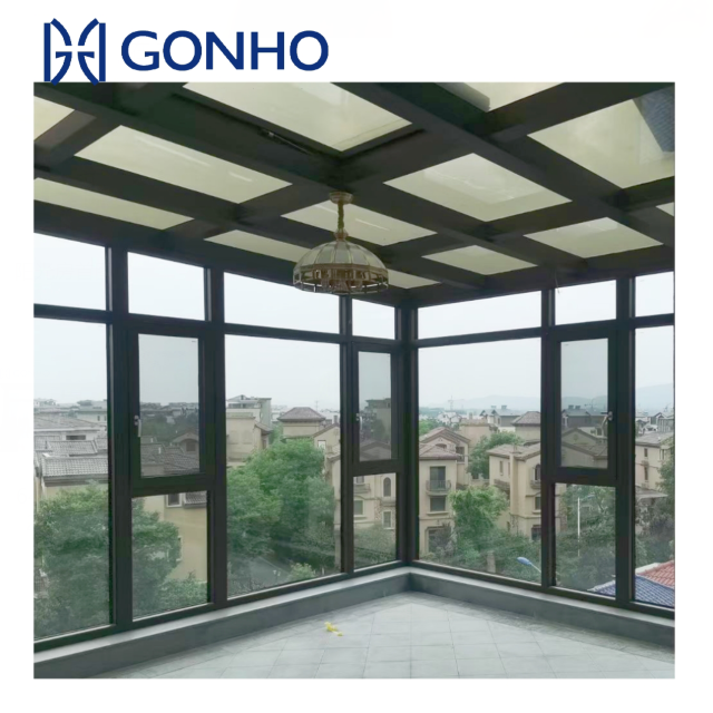 Gonho wholesale direct sales acrylic straight eave glass sunroom roof panels kit hot dipped galvanized aluminium sun room