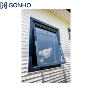 GONHO As2047 Hurricane Impact  Internal Blinds Open Out Single Panel Bathroom Small Black Aluminum Glass Casement Awing Window