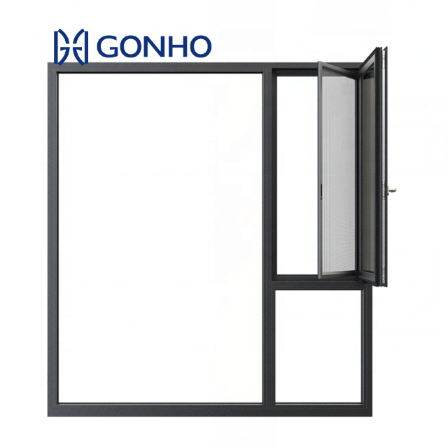 Gonho ODM OEM double glazed brown horizontal impact sliding security commercial aluminium pella windows with blinds