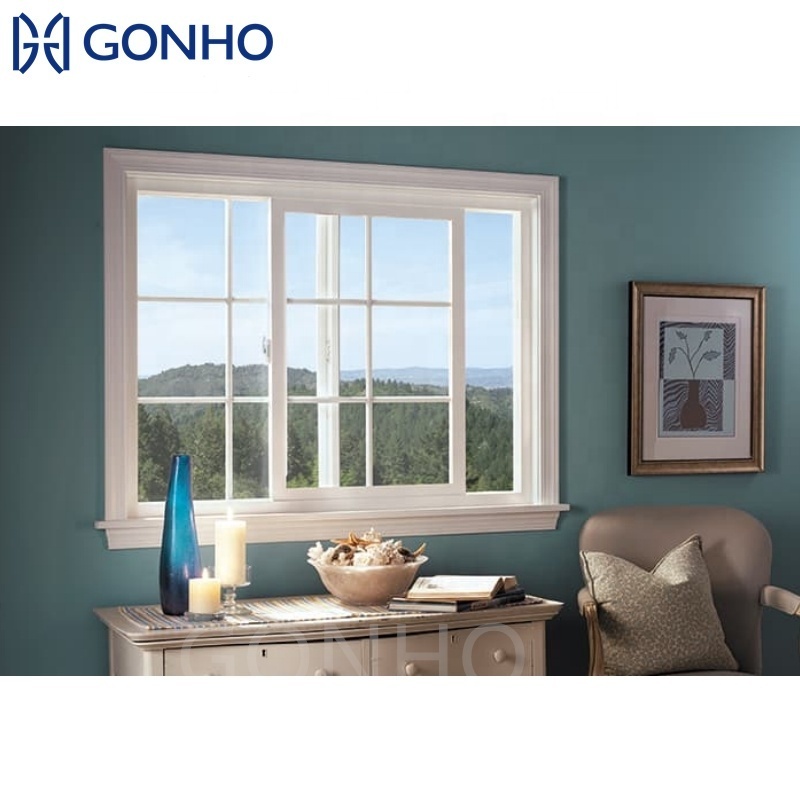 GONHO Double Glazed Hotel French Aluminium Sliding Window For Home Sliding Glass Office Reception Windows