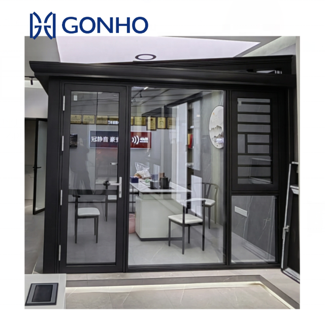 Gonho ODM OEM double glazed brown horizontal impact sliding security commercial aluminium pella windows with blinds