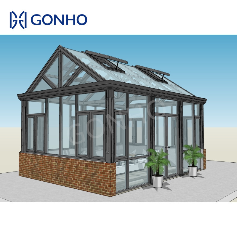 GONHO Eco Friendly Saving Electricity Aluminum Double Tempered Glass Portable Sun Room B Glass Panels House Outdoor Sunrooms