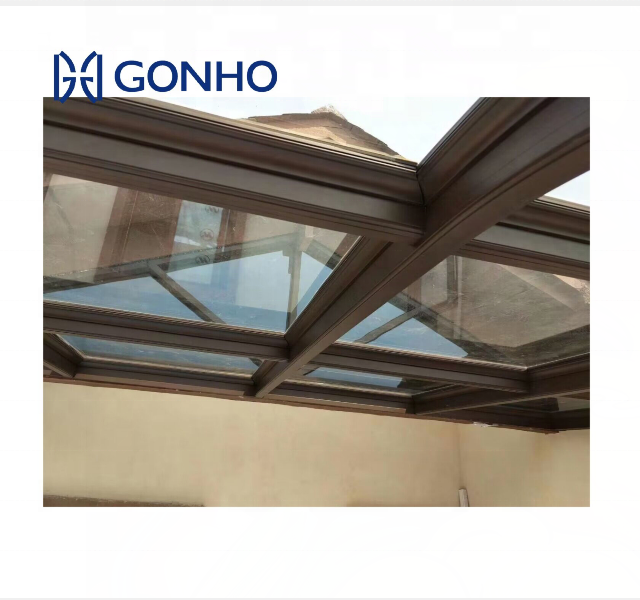 Gonho cheap wholesale outdoor aluminum grey four seasons retractable glass room lean to sunroom for sale