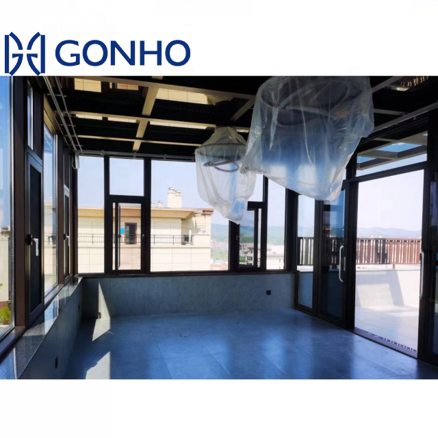 Gonho wholesale private brand aluminum curved glass sunrooms used prefab sunroom glass panels for sale