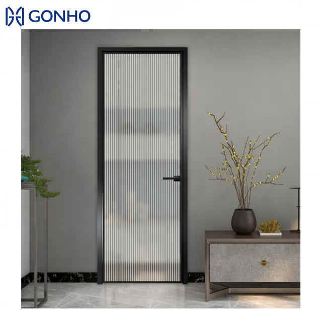 Gonho Soundproof Bathroom Interior French Aluminum Narrow Frame Swing Frameless Shower Casement Door