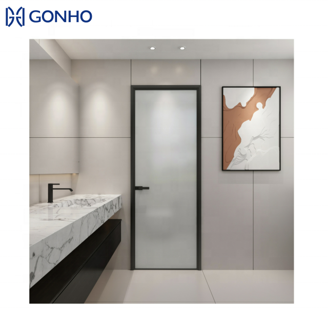 Gonho Soundproof Bathroom Interior French Aluminum Narrow Frame Swing Frameless Shower Casement Door