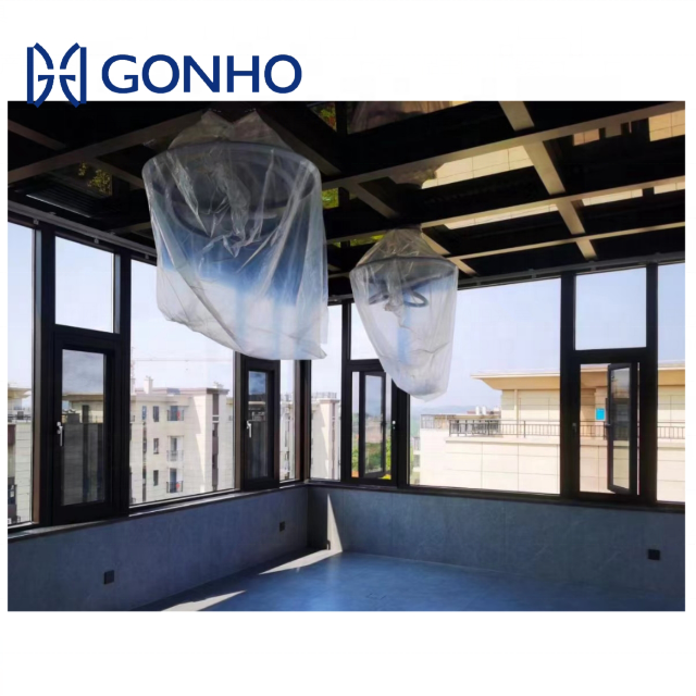 Gonho 2023 new design aluminium flat roof sunroom glass sunroom furniture sets curved eave glass aluminum sunroom kit