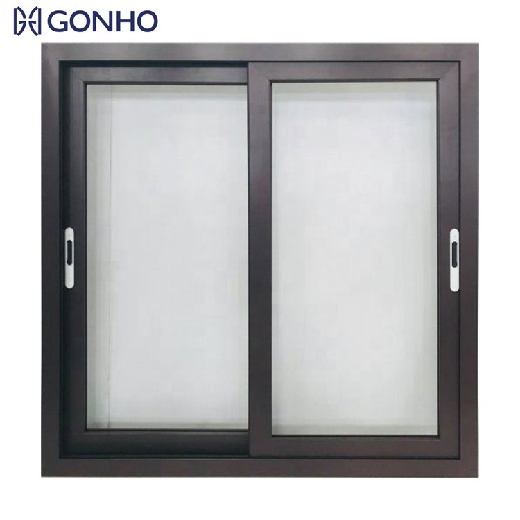 GONHO Customized Simple Design Double Glazed Hurricane Impact Aluminum Alloy Frame Horizontal Sliding Windows