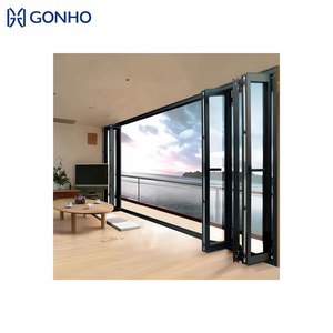 Latest USA Style Nfrc Standard Soundproof System Movable Bi Folding Glass Door Prefabricated Aluminum Windows And Doors