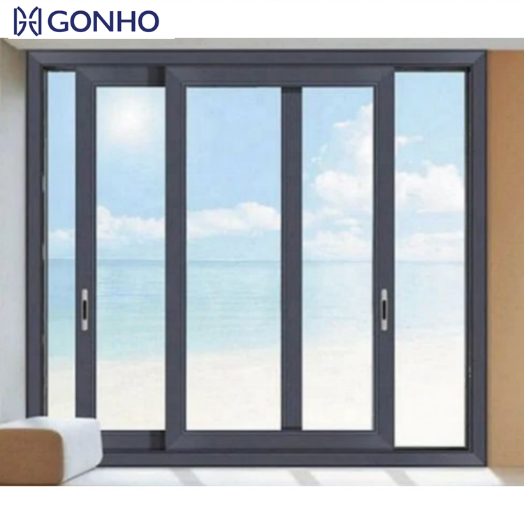 GONHO Customized Simple Design Double Glazed Hurricane Impact Aluminum Alloy Frame Horizontal Sliding Windows