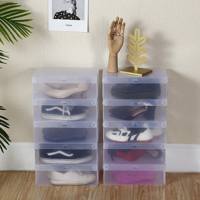 GONHUA Custom Sports Sneakers Organizer Stackable Shoe Storage Container Box Plastic PP Transparent Shoe Box With Logo Packaging