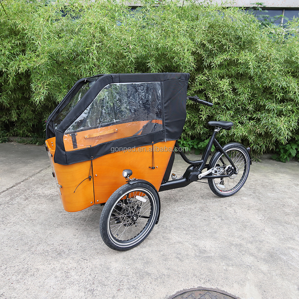 City ebike three wheels front loading cargo tricycle 250w 500w family electric cargo bike for adult