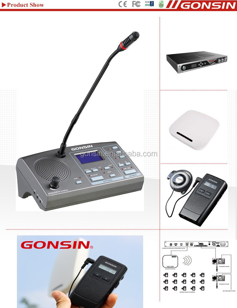 GONSIN Interpretation Systems Receiver Translation Equipment For Conference Room Wireless Simultaneous Interpretation System