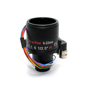 1/2.5'' 9G 6-22mm 5MP D14 mount stepping motor varifocal motorized focus zoom cctv lens