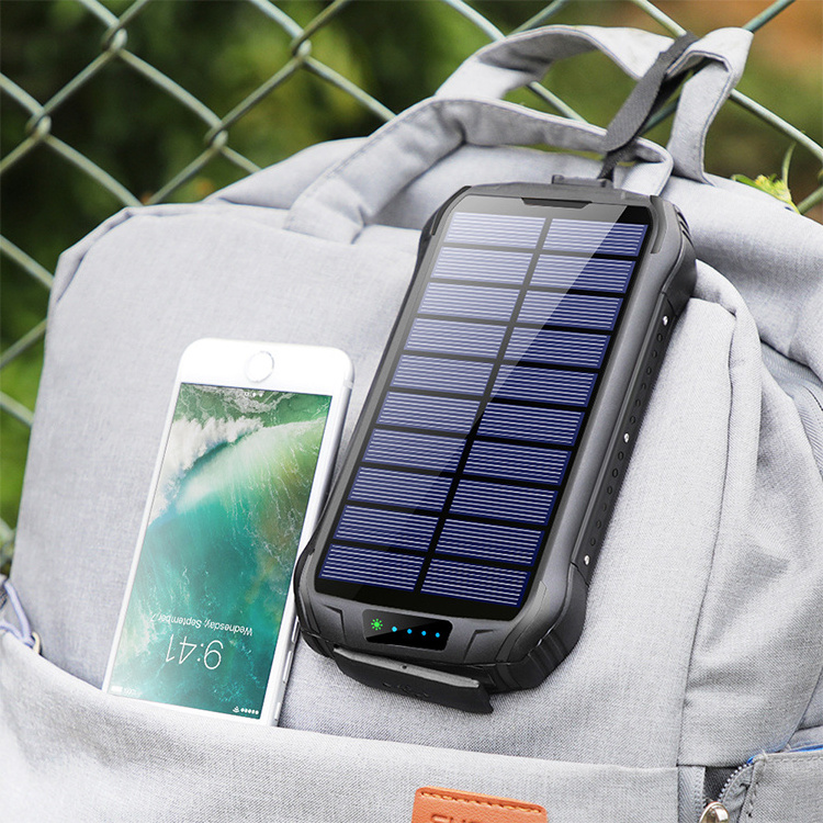 New Style 20000Mah Power Bank Qi Wireless Solar Panels Powerbank  Outdoor Emergency Waterproof Power Bank