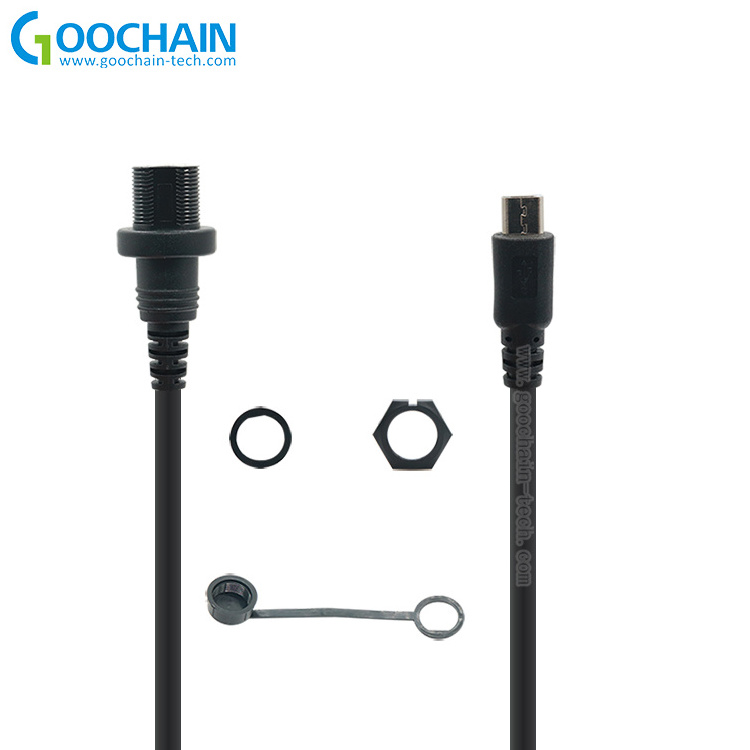 IP67 Waterproof USB Cable Micro USB 5pin Male to Female with Panel Mount Connector