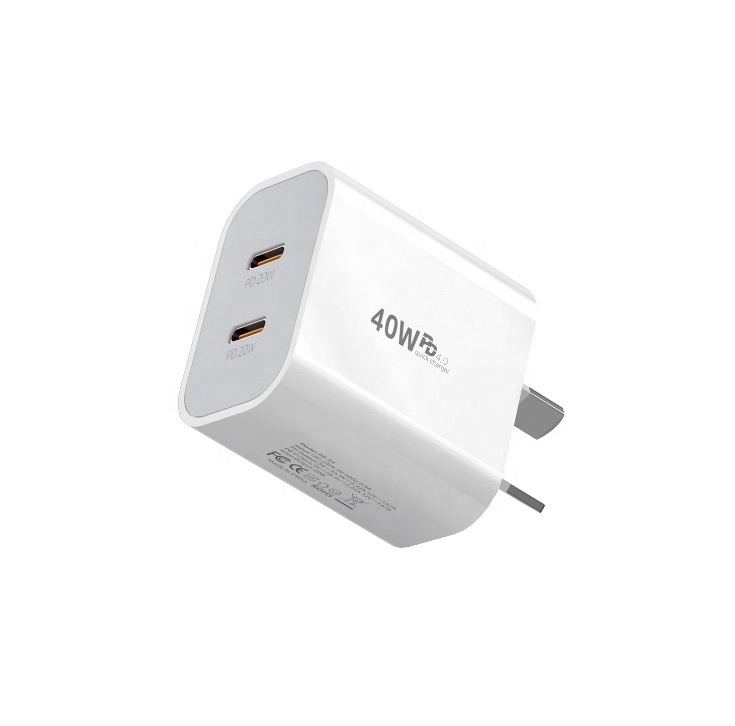 AU US UK EU plug PD40W dual 20W USB C port fast type c charger