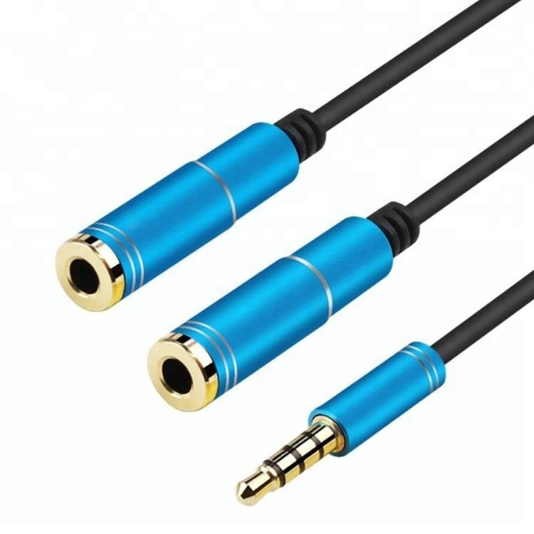 3.5mm Male Stereo Plug to 2 Port 3.5mm Female Splitter TRRS Jack Audio Cable