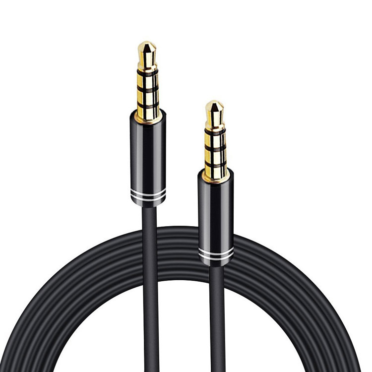 Gold Plug 4-Poles Male to Male Stereo 3.5mm 17mm audio jack Aux cable