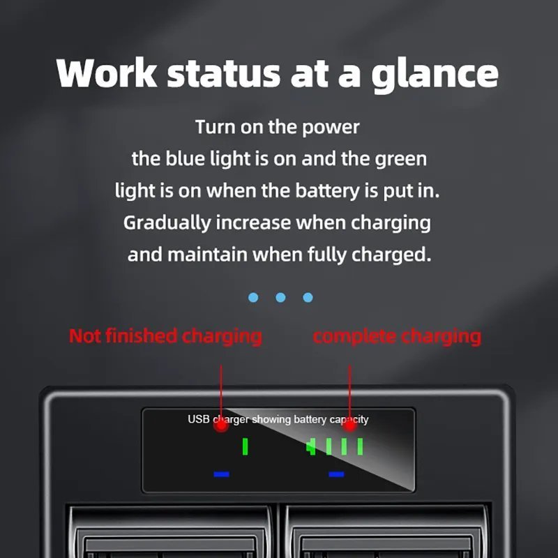 NP-F970 NP F970 USB LED Dual Battery Charger Compatible for Sony NP-F970 NP-F960 NP-770 NP-F550 Camera Type-c+USB Dual Charge