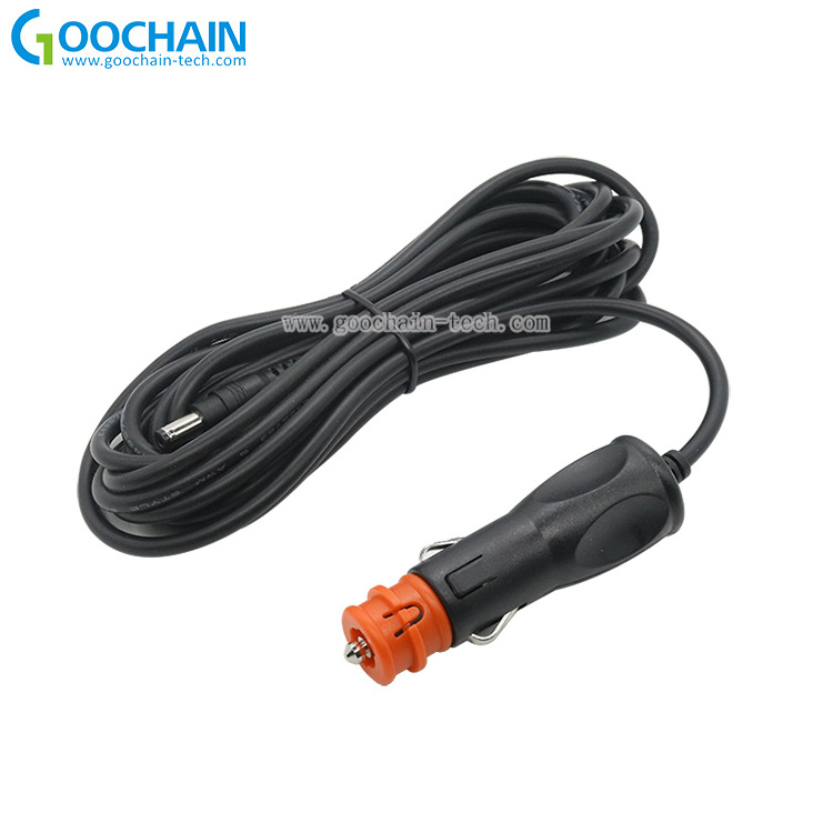 Supply European Red Head EU 12V Car Cigarette Lighter Plug to DC 5.5x 2.5 Power Plug Charging Cable