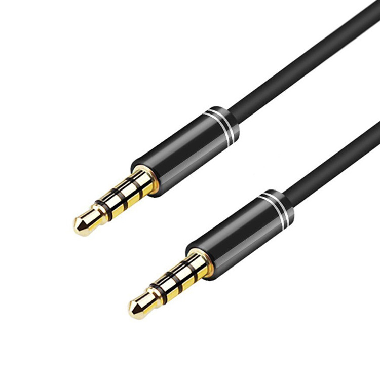 Gold Plug 4-Poles Male to Male Stereo 3.5mm 17mm audio jack Aux cable