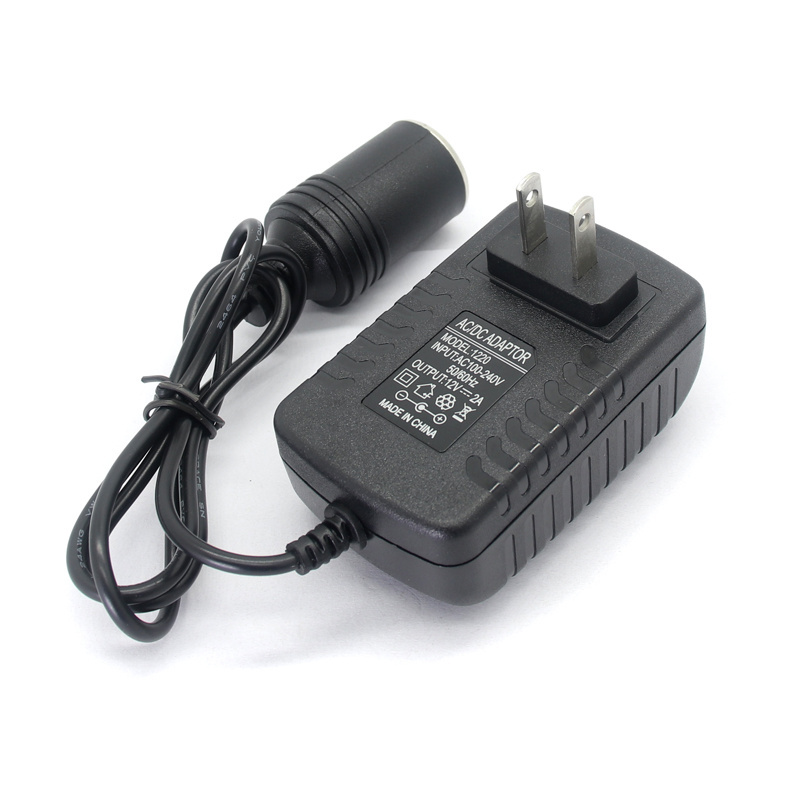 Customized 24W 220V to US standard 12V2A Cigarette Lighter Plug Power Adapter Car Charger converter car adapter