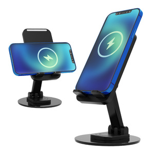 New Arrival Custom Logo Foldable Mobile Phone Stand Holder 15W Fast Charging Wireless Charger