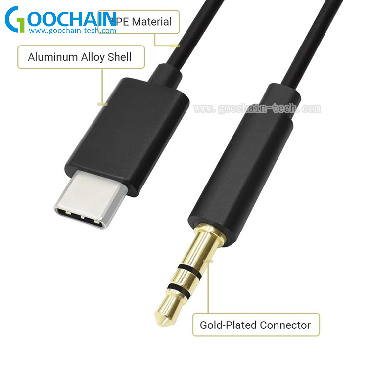 USB C USB-C Audio Cable USB Type C male to 3.5mm Jack male Car AUX Audio Adapter  Cable