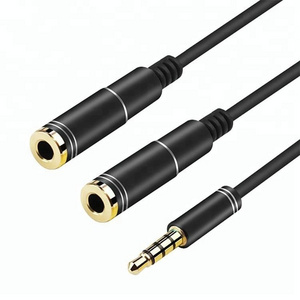 3.5mm Male Stereo Plug to 2 Port 3.5mm Female Splitter TRRS Jack Audio Cable