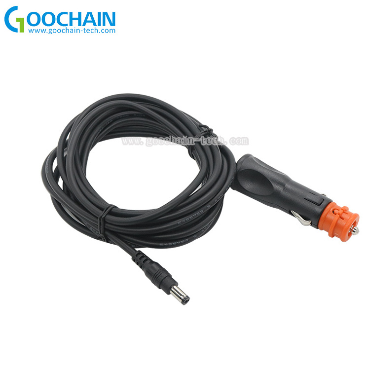 Supply European Red Head EU 12V Car Cigarette Lighter Plug to DC 5.5x 2.5 Power Plug Charging Cable