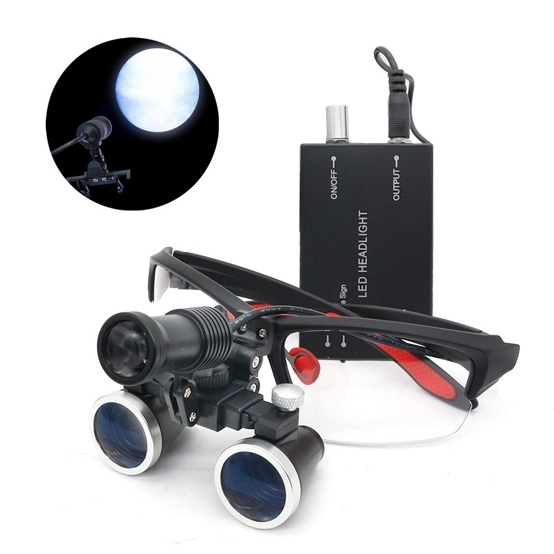 LUXUN 2.5X 3.5X Surgery glasses magnifiers Dental Loupe  420 mm Surgical Medical Operation Head Light head mounted magnifier